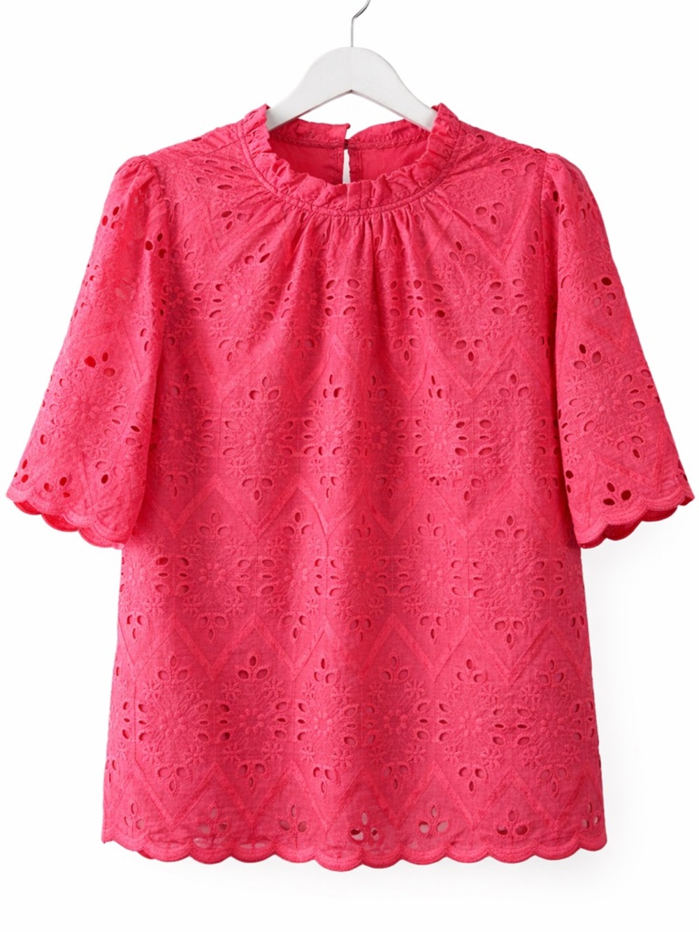 Chic Pink Eyelet Blouse for Women